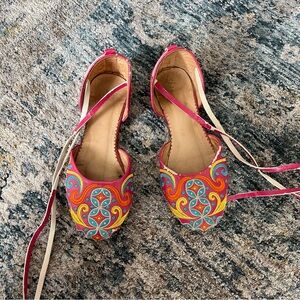 Spanish Colorful Leather Embroidered Women's Flats